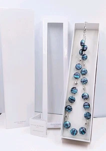 Antica Murrina Murano Art Glass Beaded Blue Necklace Italy Venetian U466 - Picture 1 of 15