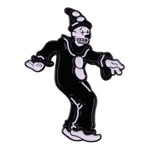 Black and White Cartoon Clown Metal Enamel Badge Brooch Pin
