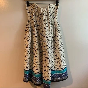Anna Sui Anthropologie Silk Strapless Novelty Deer Print Mini Dress Size 2 - Picture 1 of 10