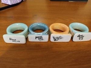 Lot of 4 Vintage Navajo Pottery Etched Napkin Rings Signed NAV USA - Picture 1 of 7