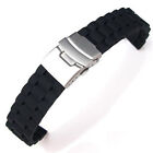 3Pcs Black Silicone Watch Bands with Clasp Buckle - Men's Replacement Wristbands