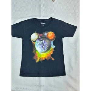 Disney Graphic T-Shirt Planets Mickey Mouse Space Black XS (4/5) style ST1010 - Picture 1 of 5