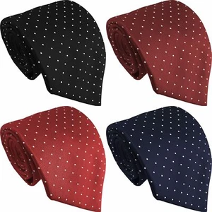 Polka Dot Tie Mens White Spots with Optional Hanky - Picture 1 of 5
