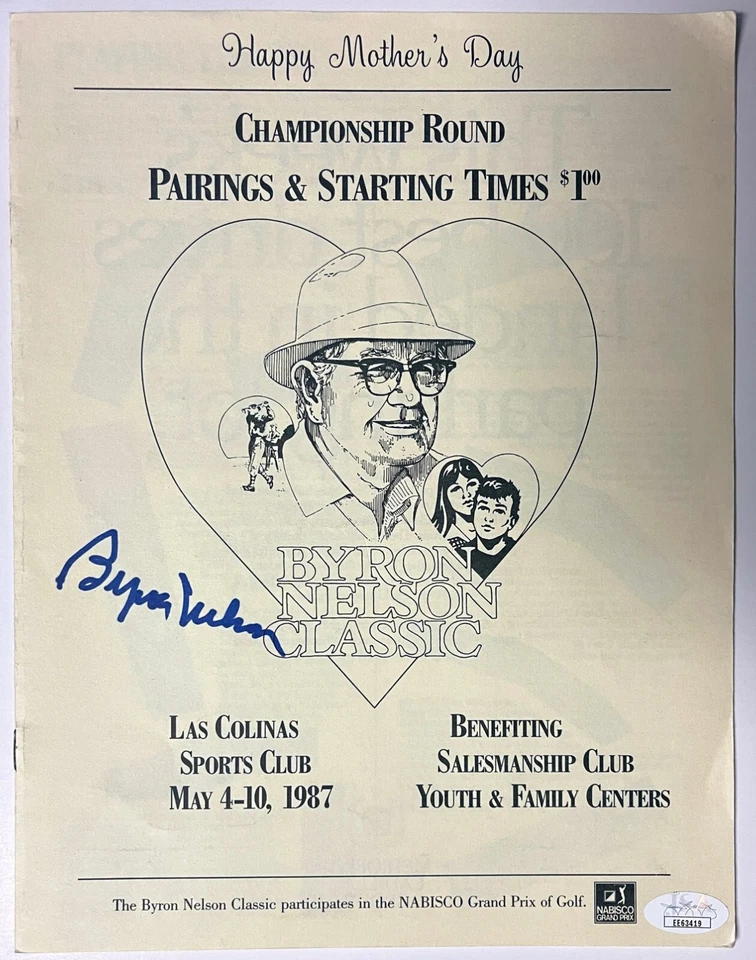 拜伦·尼尔森签名 1987 年拜伦·尼尔森高尔夫经典锦标赛 Rd 配对- JSA — 第 1/1 张图片