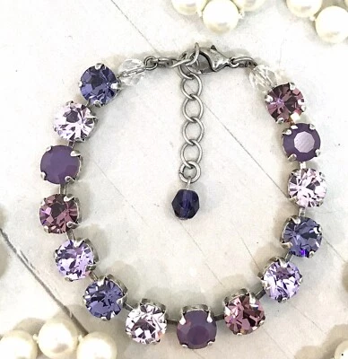 Pulsera de cadena de copa de ópalo amatista púrpura, pulsera de tenis de ópalo amatista púrpura  Foto 1 de 4