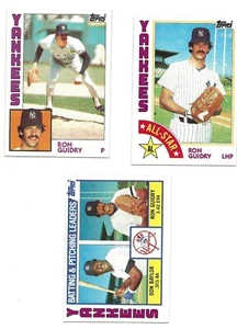 Topps Ron Guidry Yankees 1984 3 cartas como nuevo #110 #406 #486 - Imagen 1 de 1