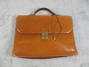 Vintage Firenze First Briefcase Brown Leather Lock Key Made Italy Distressed * - Picture 1 of 24