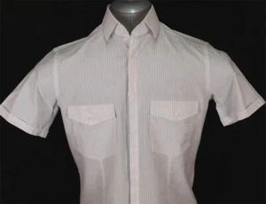 New Men's Cecil Gee Pinstripe Shirt Medium Slim Fit Button pockets Short Sleeve - Picture 1 of 3