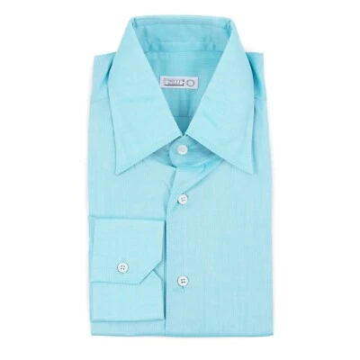 Zilli Aqua Blue Lightweight Cotton Dress Shirt with Triple Stitch 15.75 (Eu 40) - Image 1 of 4
