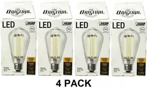 FEIT Vintage Style 1000 Lumens ST19 Dimmable LED 2100K Clear Bulbs (4 PACK) NEW - Picture 1 of 3