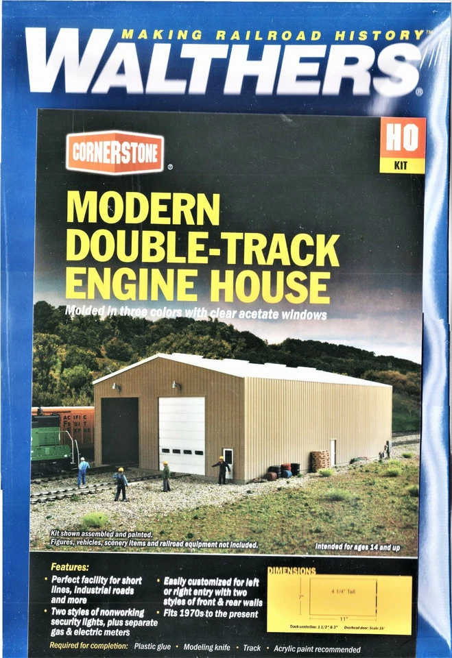 HO Walthers Cornerstone 933-2986 Modern Double-Track Engine House Kit - Image 1 of 1