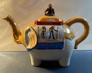 Vintage Luster Ware Elephant Teapot/w Rider on Lid Egyptian Design, Japan - Picture 1 of 11