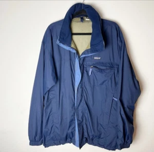 Patagonia Jacket Mens Large Blue Full Zip Nylon Coat Hideaway Hoodie Lined Mgd - Picture 1 of 7