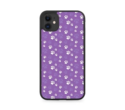 Violet Purple Paw Prints Pattern Rubber Phone Case Design Shapes Dog Dogs G810 - Image 1 of 2