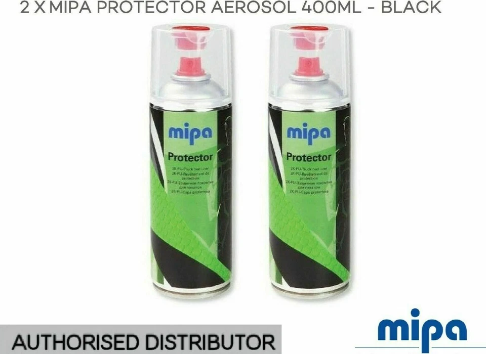 2X MIPA PROTECTOR 2K TOUGH TRUCK BED LINER AEROSOL 400ML - BLACK