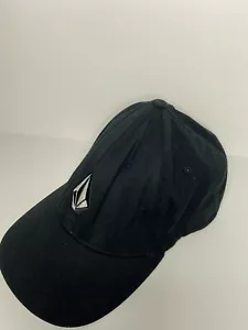 Volcom Embroidered Black Flex Fit Baseball Cap Hat Size S-M White Logo - Picture 1 of 5