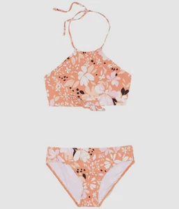 $55 Billabong Kid's Girl's Pink Petal Party Halter Two-Piece Swimsuit Size Small - Picture 1 of 1