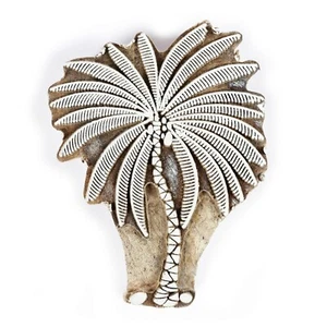 Wooden Wood Stamps Carved Indian Palm Tree Stamp Brown Textile Hand Block Print - Picture 1 of 3