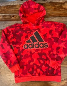 Adidas Pullover Sudadera con Capucha Estampado Camuflaje Rojo Negro Logo Niños Talla L - Imagen 1 de 7
