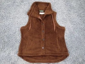 Aventura Vest Womens XL Brown High Pile Teddy Fleece Snap Drawstring Collar - Picture 1 of 12