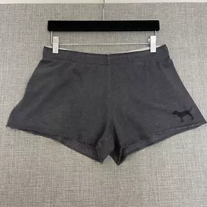 Y2K Victoria Secret Pink Shorts Womens Small Grey Black Dog Sweats - Picture 1 of 9