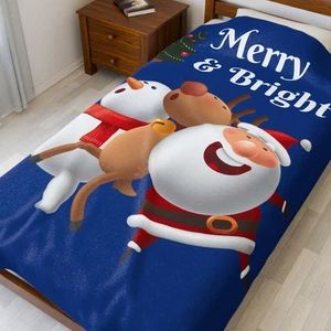 Gemütliche Weihnachten Plüsch Decke Überwurf, weiche Fleecedecke, Queen 60" x 80" blau - Bild 1 von 7