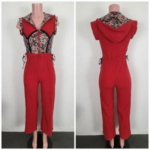Mono de colección años 70 con capucha corbata pierna ancha discoteca de una pieza para mujer talla 6 pequeño vintage - Imagen 1 de 14