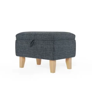 49CM Modern Comfy Linen 2-in-1-design Organizer Ottoman Footstool Dark Grey - Picture 1 of 5