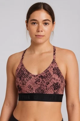 Sujetador deportivo VS PINK con estampado de serpiente y detalles de malla/talla XS Foto 1 de 4