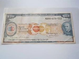 Twenty  U.S. Dollars  Mastercard Travelers Cheque, Thomas Cook - Free Postage!! - Picture 1 of 2