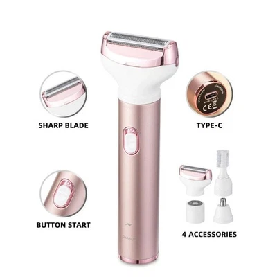 4-in-1 Rechargeable Body Hair Trimmer: Underarm, Bikini, Nose & Eyebrow Groomer - image 1 of 4