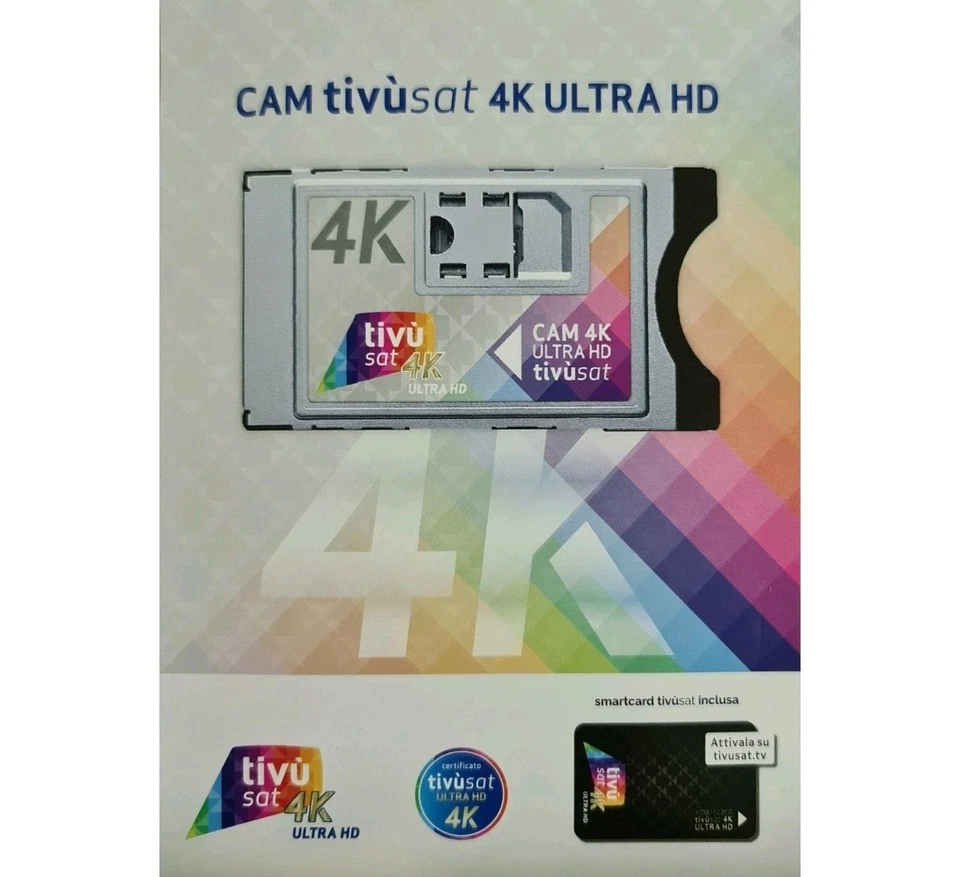 CAM HD 4K ULTRA TIVÙSAT  SMART CARD  INCLUSA SCHEDA GIÀ ATTIVATA, ACTIVATED  - Immagine 1 di 1