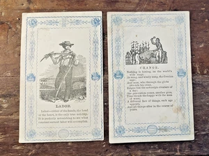 2 tarjetas antiguas de recompensa de mérito ocupacional de la época de la Guerra Civil victoriana fechadas en 1863 - Imagen 1 de 2
