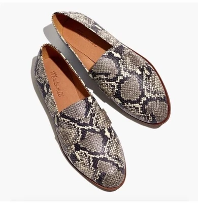 Zapatos Mocasines Madewell Para Mujer 7 The Alex Estampado Serpiente Sin Cordones Planos Preppy Carrera Foto 1 de 4