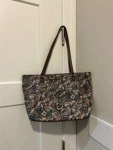 Bolso de Mano SAKROOTS Metro Sienna Desert Spirt Beige Bronceado Recubierto Lona Hippie Artístico - Imagen 1 de 10