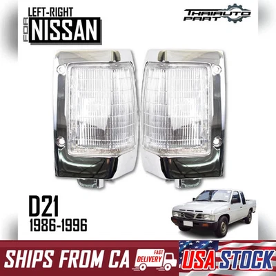Luz de lámpara de esquina cromada transparente lado izquierdo + derecho apta para camioneta Nissan D21 1986-1996 Foto 1 de 4