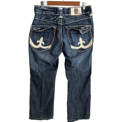Laguna Beach Blue Jeans Mens 33 x 30 Thick White Stich Flap Pockets Skulls - Image 1 of 4