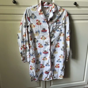 The Company Store Dogs Puppy On Float Sleep Shirt Dress Button Front Cotton XS - Picture 1 of 13