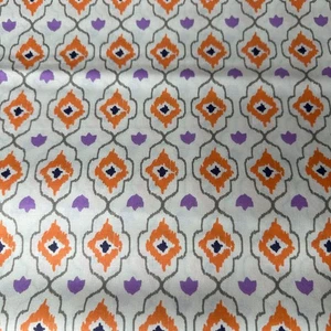 Emma & Mila AM Lozenge Cotton Fabric 3.75 Yds Orange Purple Geometric Quilting - Picture 1 of 7