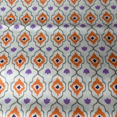 Emma & Mila AM Lozenge Cotton Fabric 3.75 Yds Orange Purple Geometric Quilting - Image 1 of 4
