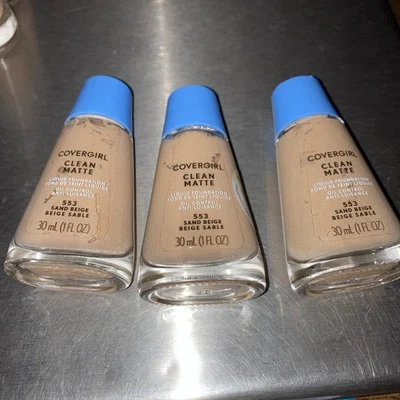 3 Covergirl Clean Matte Oil Control Liquid Foundation #553 Sand Beige - Image 1 of 3