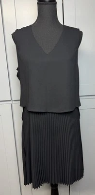 Vestido Allsaints Taya para mujer 6 negro plisado en capas superposición cambio correa ancha Foto 1 de 4