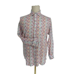 Robert Graham Woven Button Front Long Sleeve Casual Shirt Rainbow Fish Linen M - Picture 1 of 9