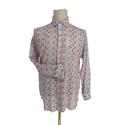 Robert Graham Woven Button Front Long Sleeve Casual Shirt Rainbow Fish Linen M - Image 1 of 4