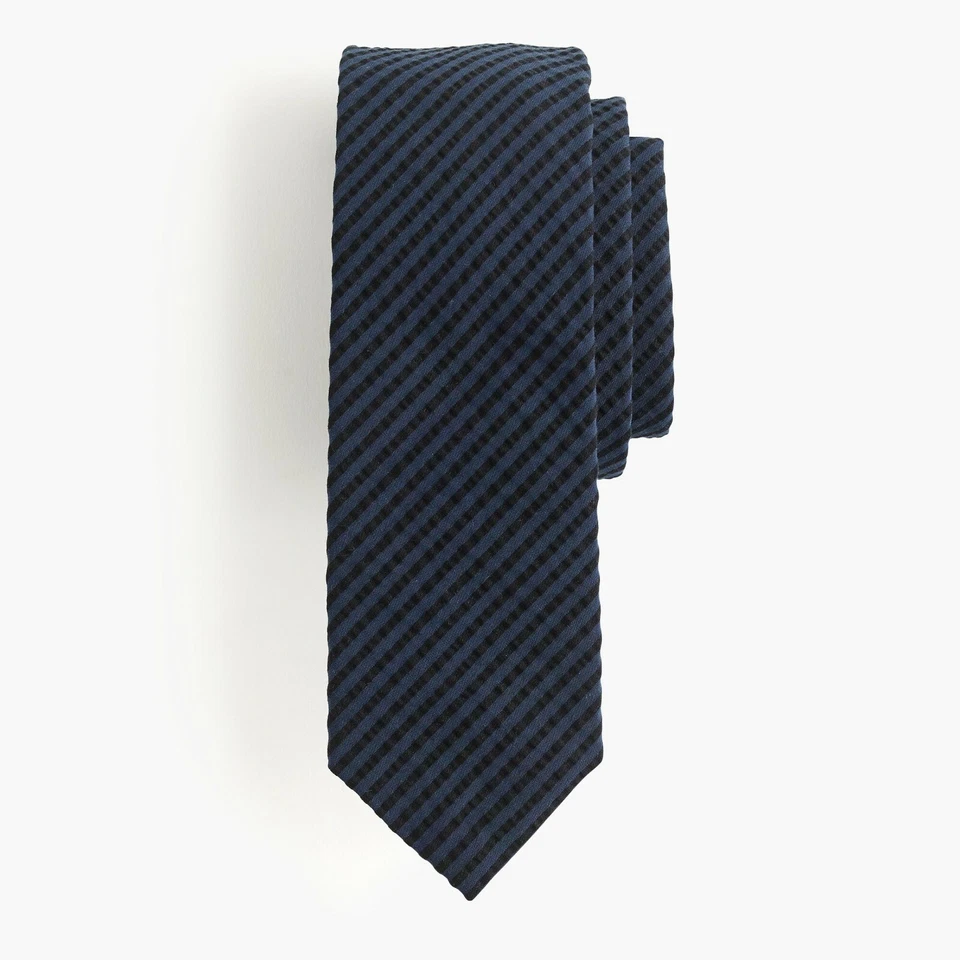 Nueva con etiquetas Corbata J Crew Seersucker en Azul Marino y Negro Rayas Nueva J3752 Azul Oscuro Fina Foto 1 de 1