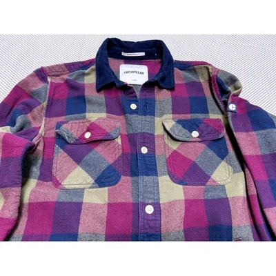 Caterpillar Flannel Plaid Shirt Jacket Workwear Mens XLarge Corduroy Collar - Image 1 of 4