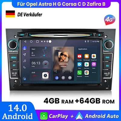 4+64GB CD DVD Player Autoradio Carplay GPS Für Opel Astra H G Corsa C D Zafira B - Bild 1 von 4