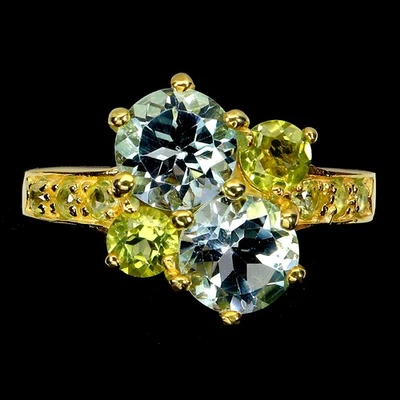 925 Sterlingsilber Ring Rund Himmelblau Topas 7mm Peridot Edelstein Schmuck Sz 8 - Bild 1 von 4