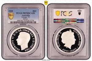 Australia 2000 King George VI 50c Silver Proof PCGS PR70DCAM Eq Top Pop #5778 - Picture 1 of 1