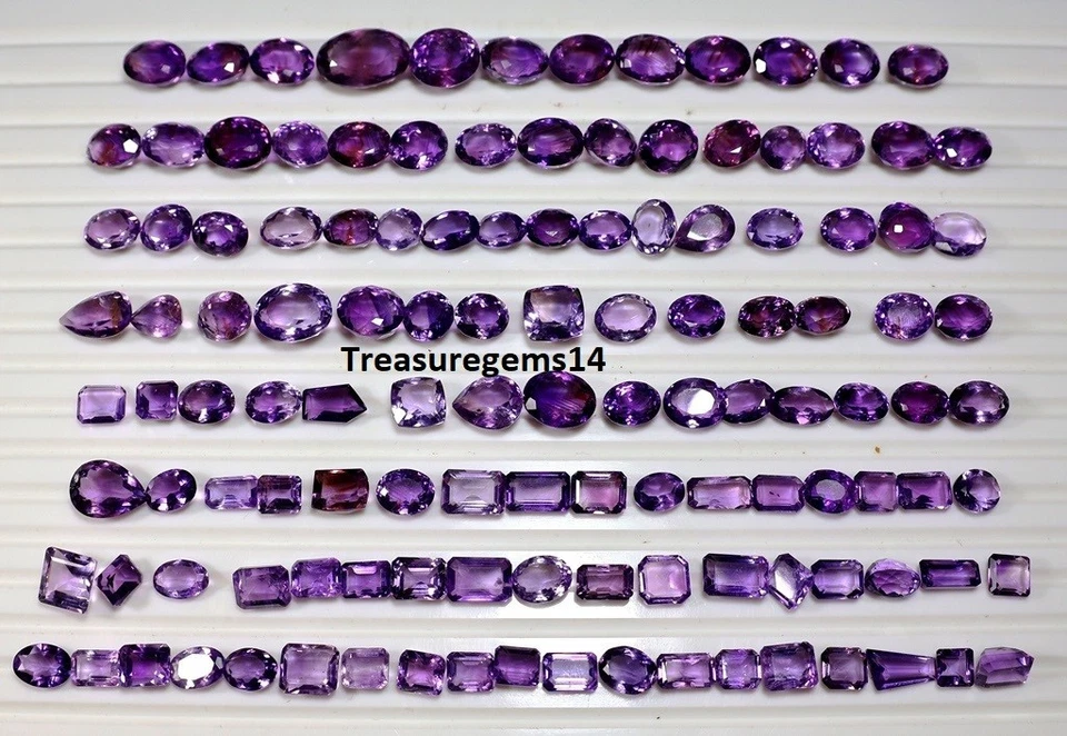 50 CT WHOLESALE LOT RING SIZE NATURAL VVS AMETHYST CUT FACETED LOOSE GEMSTONE - Image 1 of 4